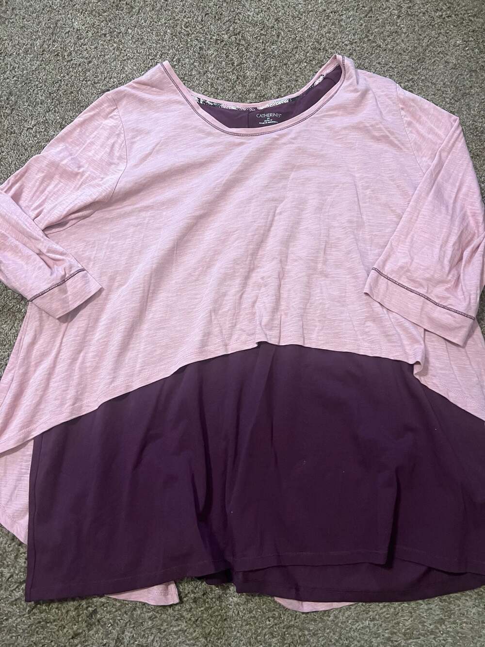 Catherines Plus Size Pink and Plum Layered Asymmetrical Hem Tunic Top